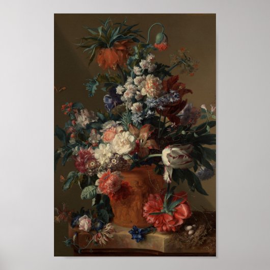 Vase van het Klassieke schilderen van Bloemen Poster (Voorkant)