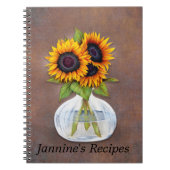 Vase van mooie zonnebloemen op Rustic Brown Notitieboek (Voorkant)