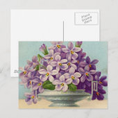  Vase van paarse bloemen Briefkaart (Voorkant / Achterkant)