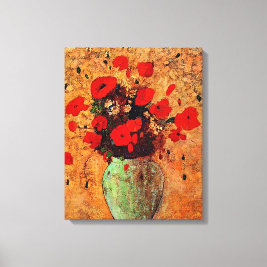 Vase van papavers door Odilon Redon Canvas Afdruk (Voorkant)
