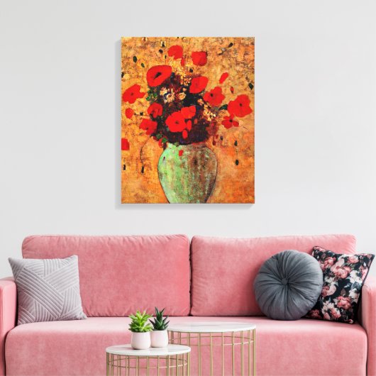 Vase van papavers door Odilon Redon Canvas Afdruk (Insitu (Woonkamer))