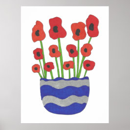 Vase van papavers hedendaagse kunst poster