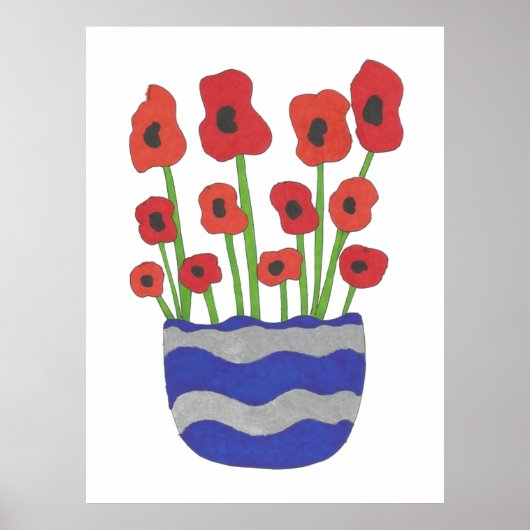 Vase van papavers hedendaagse kunst poster (Voorkant)