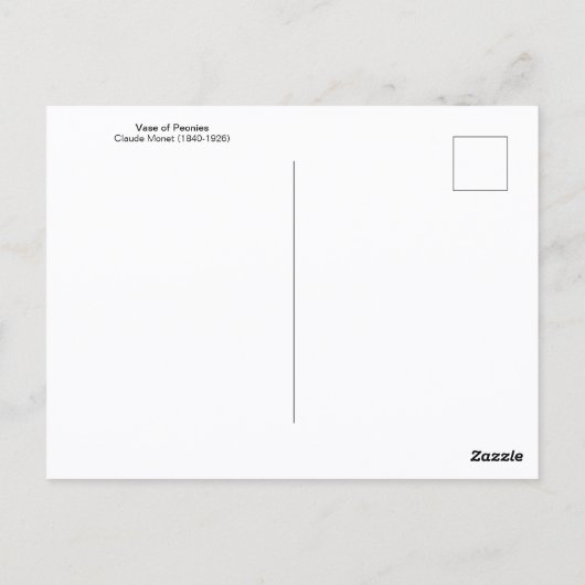 Vase van Peonies Claude Monet Briefkaart (Achterkant)