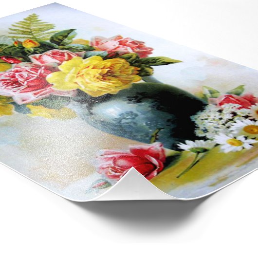 Vase van Rozen Foto Afdruk (Hoek)