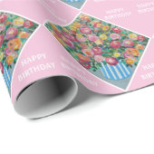 Vase van rozen Happy Birthday Cadeaupapier (Rol Hoek)