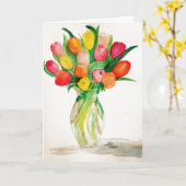 Vase van Tulps Moederdag Kaart (Gele Bloem)