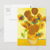 Vase van vijftien zonnebloemen, Van Gogh Briefkaart (Voorkant / Achterkant)