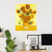Vase van vijftien zonnebloemen, Van Gogh Poster (Thuiskantoor)
