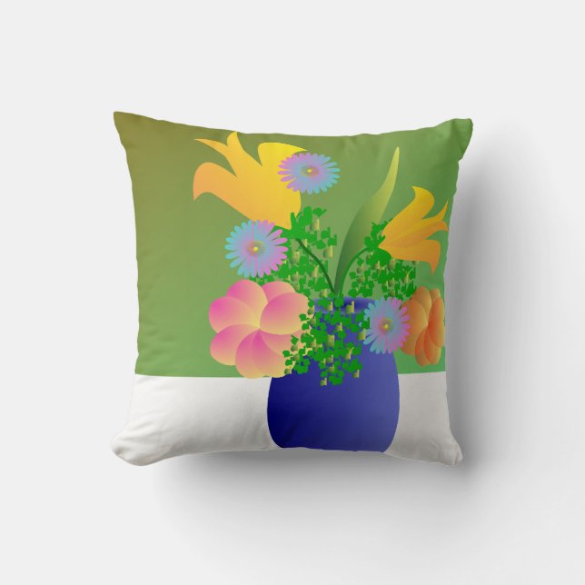 Vase vol van heldere bloemen kussen (Voorkant)