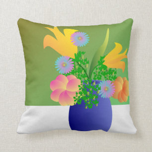 Vase vol van heldere bloemen kussen