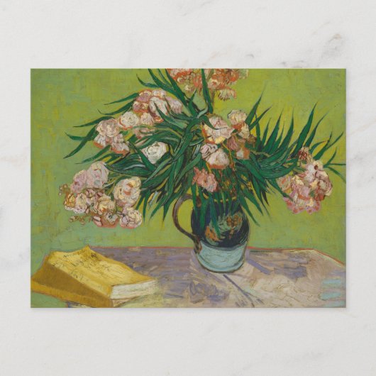 Vase w Oleanders & Books door Van Gogh Briefkaart (Voorkant)