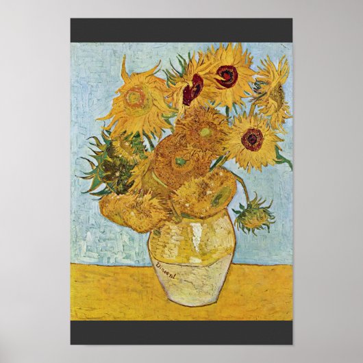 Vase With 12 Sunflowers By Vincent Van Gogh Poster (Voorkant)