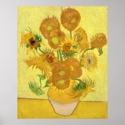 Vase with fifteen sunflowers by Vincent Van Gogh  Poster (Voorkant)