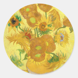 Vase with fifteen sunflowers by Vincent Van Gogh Ronde Sticker