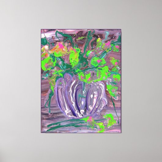 "Vase with flowers" mod. acrylic, impressionism Canvas Afdruk (Voorkant)