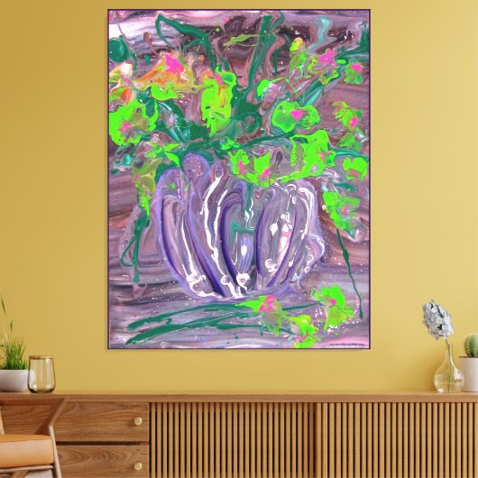"Vase with flowers" mod. acrylic, impressionism Canvas Afdruk (Insitu (Woonkamer))
