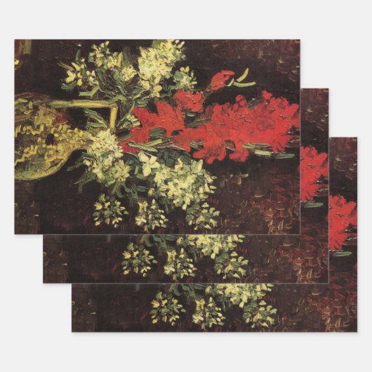 Vase with Gladioli, Carnations by Vincent van Gogh Inpakpapier Vel (Set)