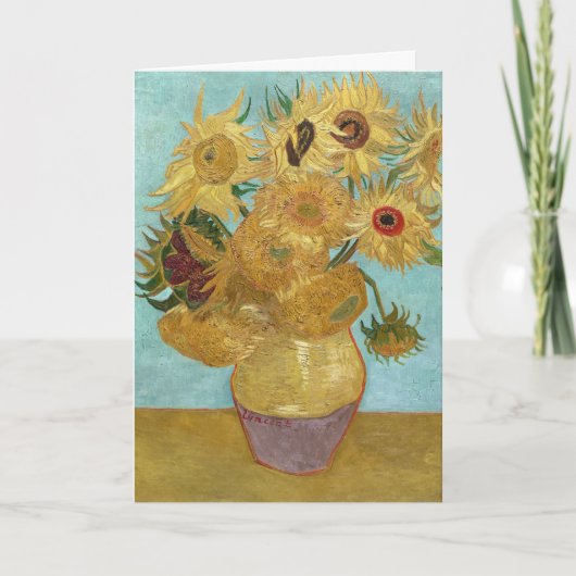 Vase with Twelve Sunflowers by Vincent van Gogh Kaart (Voorkant)