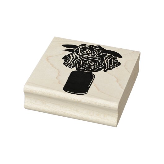 vase zwarte rozen originele silhouet nog leven rubberstempel (Stempel)