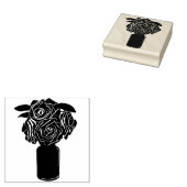 vase zwarte rozen originele silhouet nog leven rubberstempel (Gestempeld)