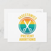 Vasectomieën voorkomen abortusrechten briefkaart (Voorkant / Achterkant)
