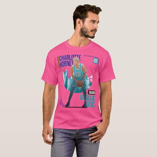 Vasilije Micic Basketball Art Hornets 2 T-shirt (Voorkant volledig)