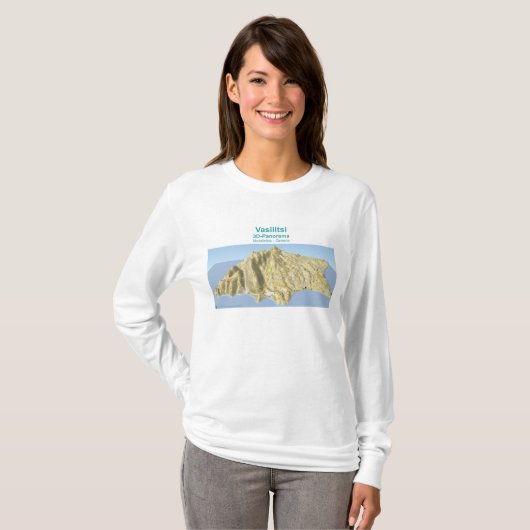 Vasilitsi - 3D-Panorama-kaart - T-Shirt Long Woman (Voorkant volledig)