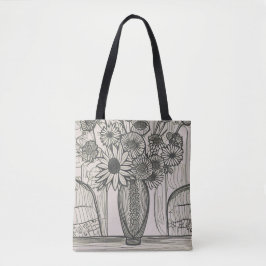 Vaslentekening vlakkige illustratie tote bag