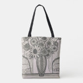 Vaslentekening vlakkige illustratie tote bag (Achterkant)