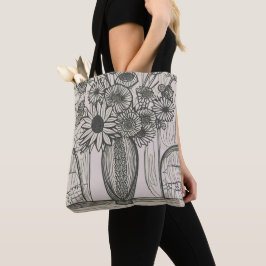 Vaslentekening vlakkige illustratie tote bag