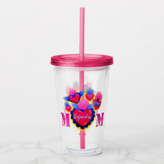 Vaso acrílico Corazones rosas de Mamá Editable Acryl Drinkbeker