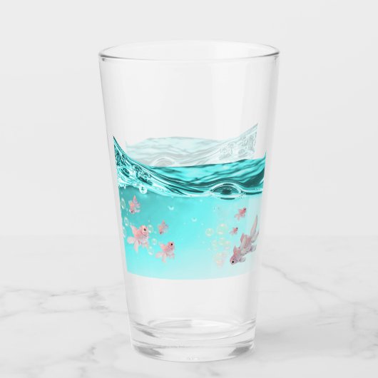 vaso con agua azul y peces glas (Voorkant)