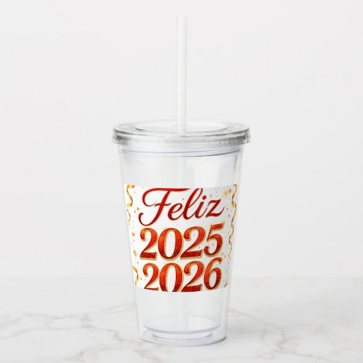 Vaso de Acrílico con Diseño “Feliz 2025–2026” | Id Acryl Drinkbeker (Voorkant)