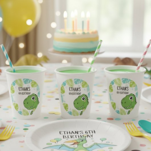 Vasos De Papel Personalized Dinosaur Paper Cups - Papieren Bekers