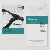 Vasquez - blauwgroen, oude schilderkunstenaar visitekaartje (Voorkant / Achterkant)