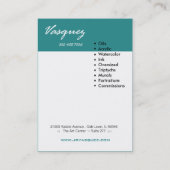 Vasquez - blauwgroen, oude schilderkunstenaar visitekaartje (Achterkant)