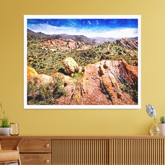 Vasquez Rocks Waterverf Canvas Afdruk (Insitu (Woonkamer))