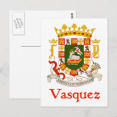 Vasquez-schild van Puerto Rico Briefkaart (Voorkant / Achterkant)