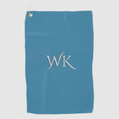 Vast Astral Blue Monogram Golfhanddoek (Voorkant)