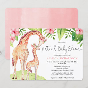 Vast Baby shower schattige giraffe safari-baby Kaart
