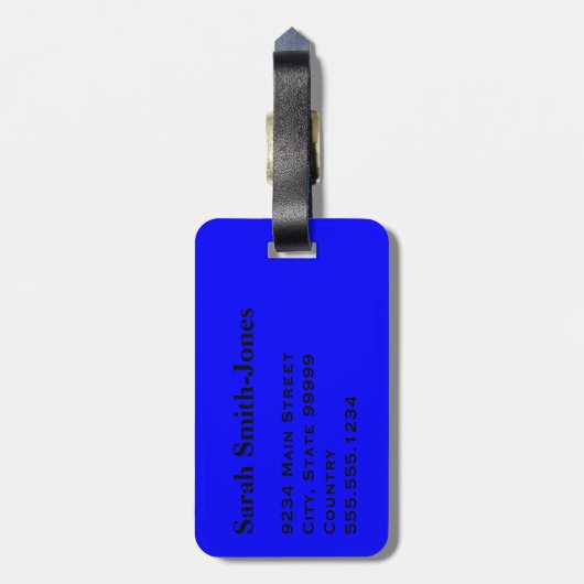 vast blauw bagagelabel (Achterkant verticaal)