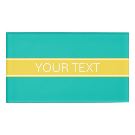 Vast Blauwgroen monogram anananaslint Naambadge (Voorkant)