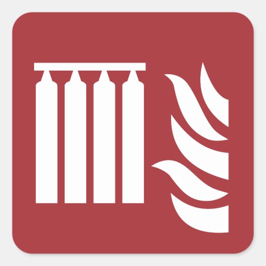Vast brandblussignaal voor batterijveiligheid vierkante sticker (Voorkant)
