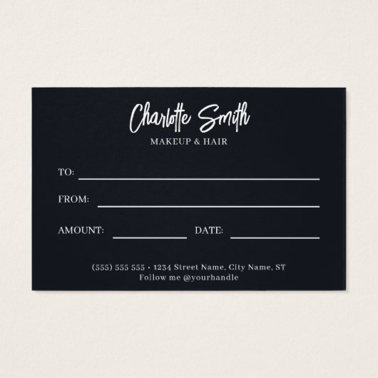 Vast en mooi cadeaubon voor feestdagen visitekaartje (Achterkant)