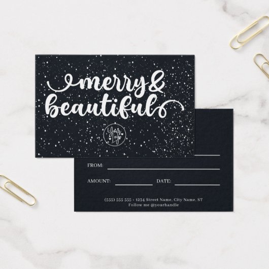 Vast en mooi cadeaubon voor feestdagen visitekaartje (Kantoor)