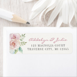 Vast Floral Romantic Wedding Return Address Etiket