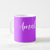 vast fluorescerend heldere neon paars koffiemok (Voorkant links)