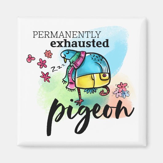Vast geëxtrudeerde duiventekstvogel Cartoon Magneet (Voorkant)