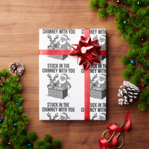 Vast in de schoorsteen met jou, grappige kerstman cadeaupapier